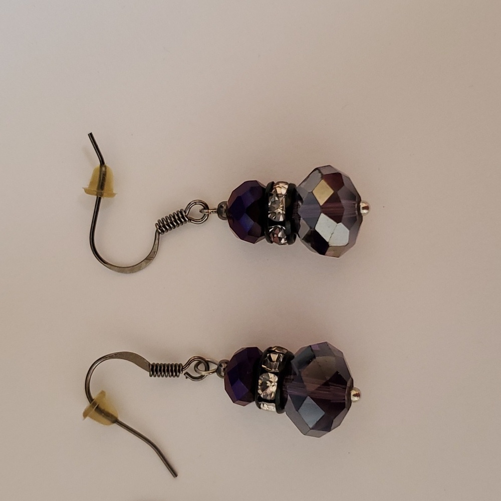 SET: ALI KHAN Long Faceted Bead & Wire Necklace & Earrings